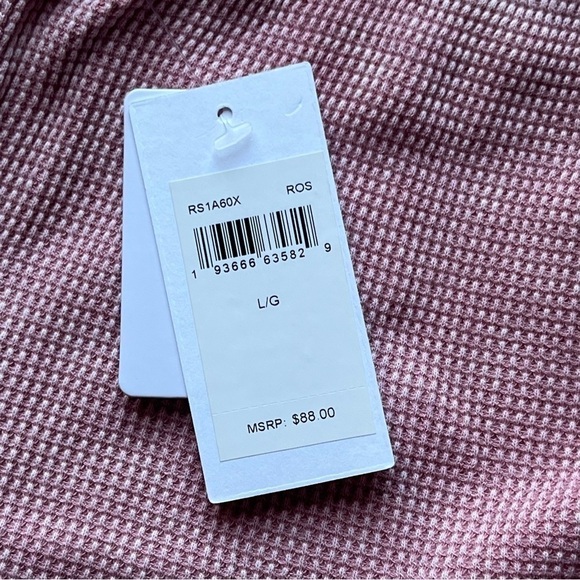 SPLENDID shorts tie waist thermal waffle mineral wash raw hem rose cotton size L - Picture 10 of 14